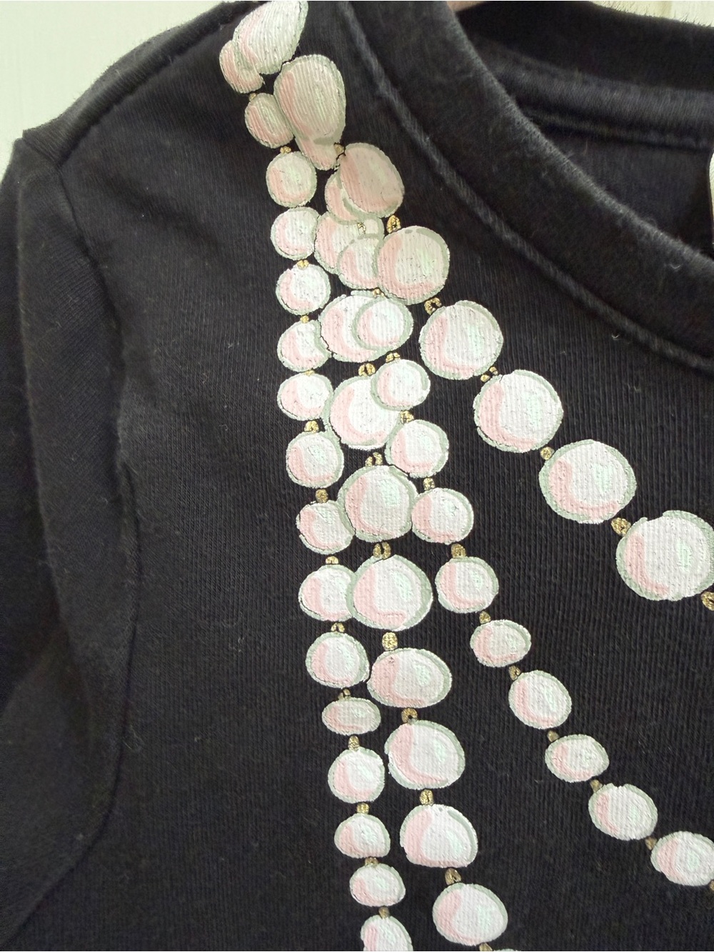 kate spade Girls 4 Y Black Long-Sleeve Dress Pink Bead Print & Red Bow Accent - Picture 4 of 6